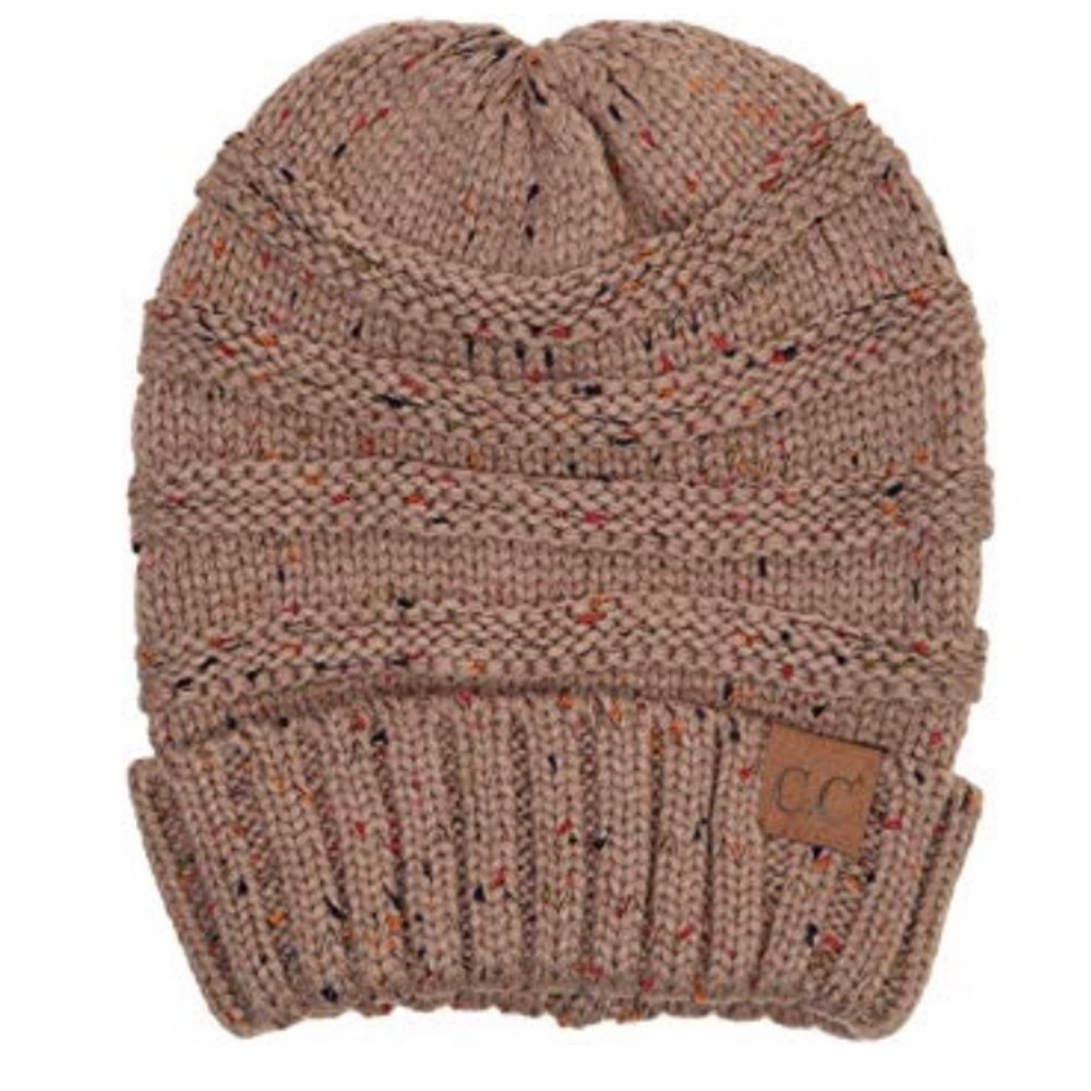 New CC Slouchy Beanie In Flecked Taupe - Picture 4 of 8